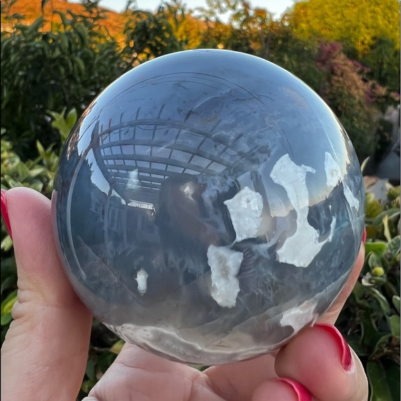Quartzy Colorful Moss Agate Sphere - Picture 8 of 9